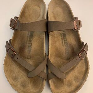 Birkenstock Tan Sandals with Copper Buckles